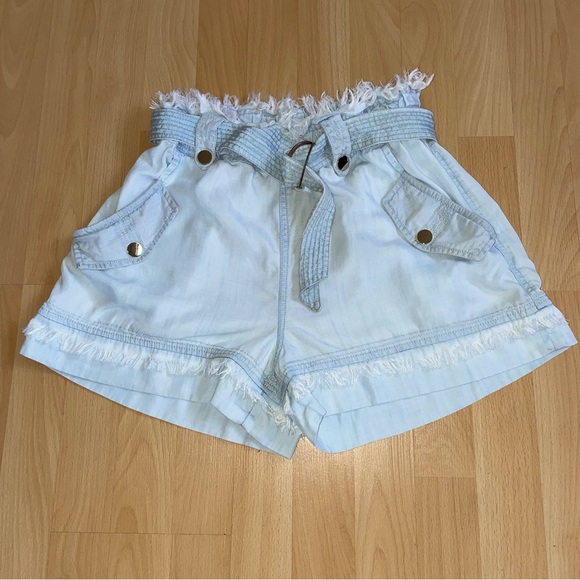 Ramy Brook Belted Paper Bag Giselle Shorts Chambray NWT Size XS - Picture 1 of 13
